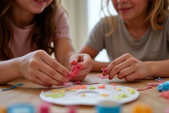 Family doing quick craft activities