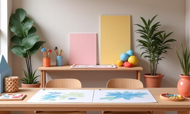 Sensory-friendly art workshop setup